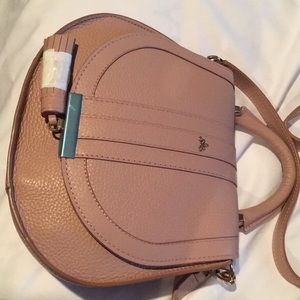 Mini Venice DeMellier dusty rose crossbody bag.